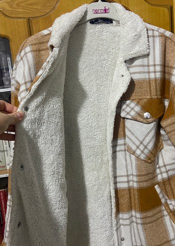 Düğmeli Kahverengi Ekose Kadın Gömlek - Görsel 2