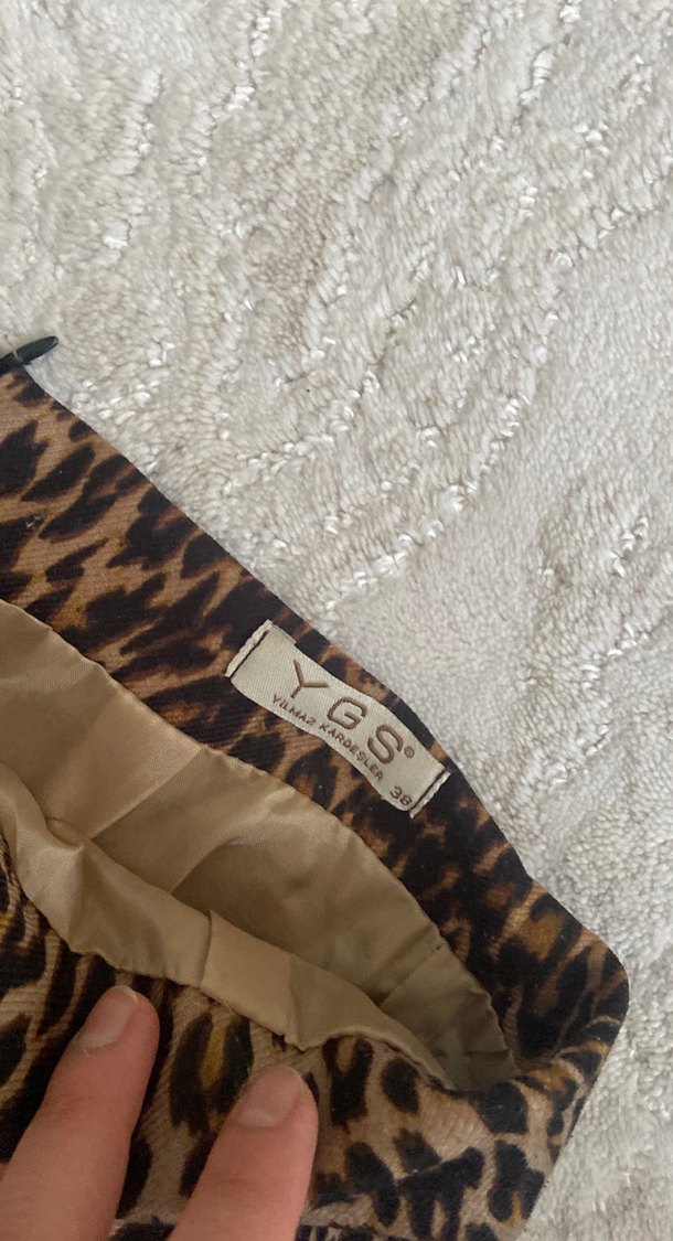 Kahverengi Leopar Desenli Uzun Kadın Etek - Görsel 2