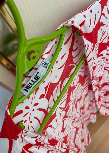 Kırmızı Desenli Bohem Mini Kimono - Görsel 2