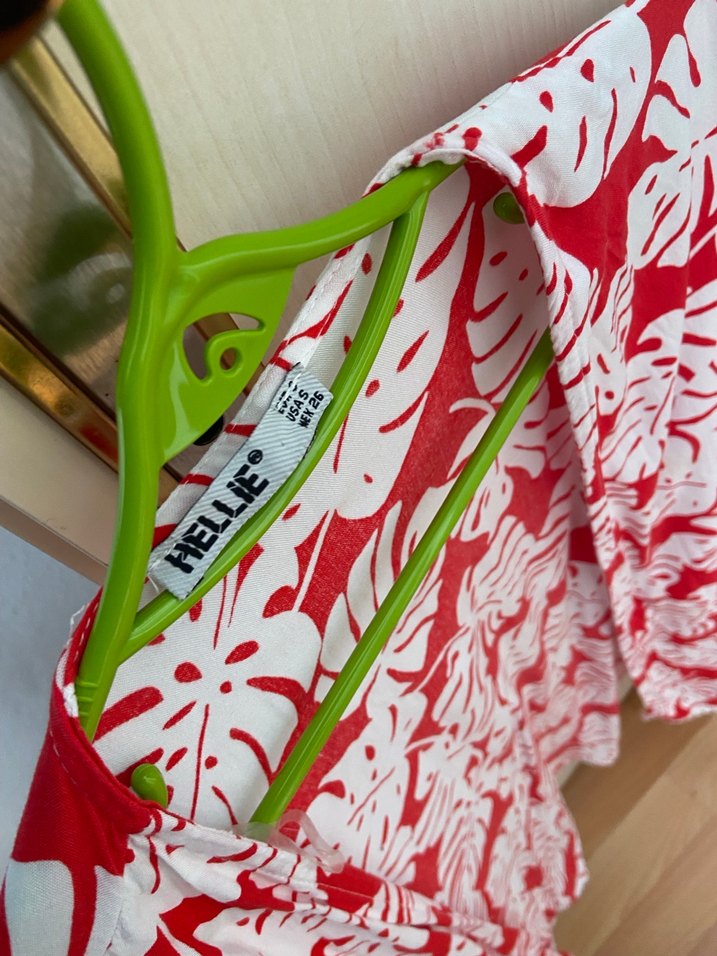 Kırmızı Desenli Bohem Mini Kimono - Görsel 2