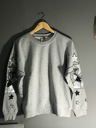 Topshop Topshop kolları pul işlemeli sweat
