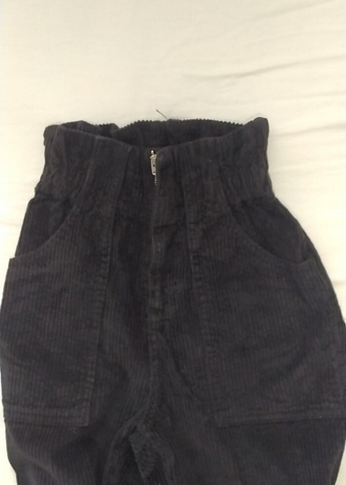 Boyfriend kadife siyah pantolon - Görsel 3
