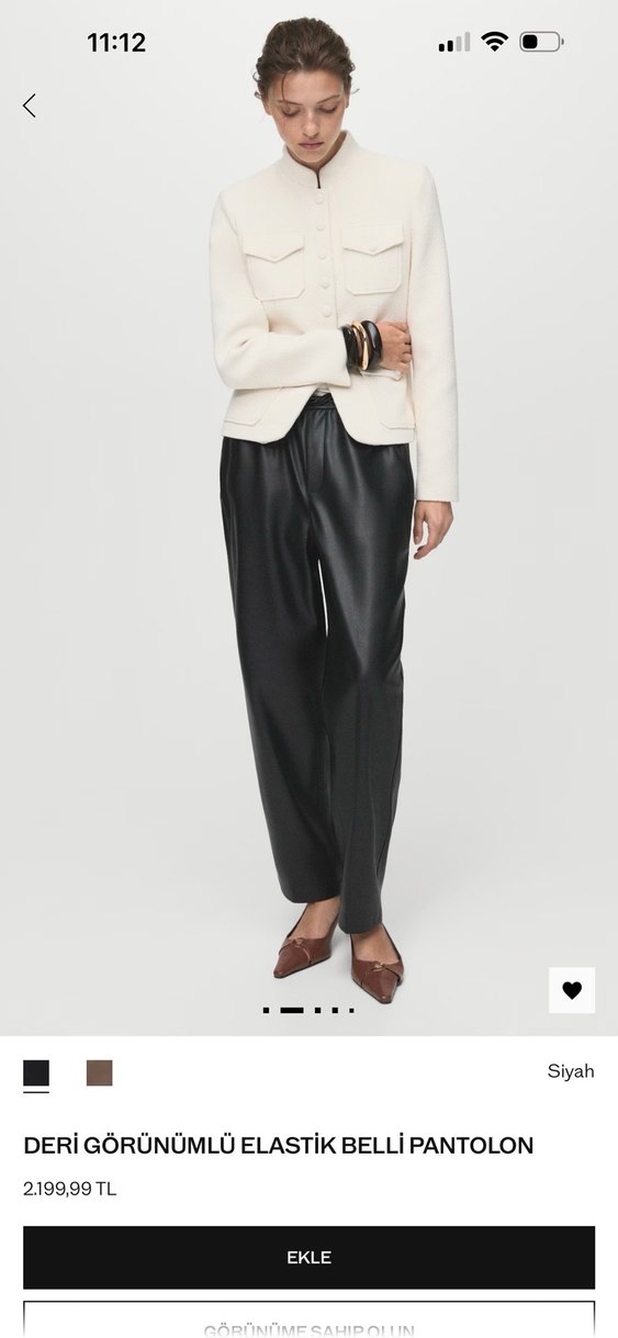 MANGO Deri Pantolon - Görsel 3