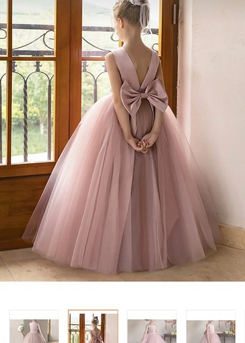 Diger Pembe Dantel Detaylı Klasik Kız Çocuk Elbisesi - Görsel 4