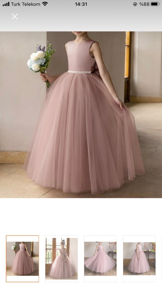 Diger Pembe Dantel Detaylı Klasik Kız Çocuk Elbisesi - Görsel 5