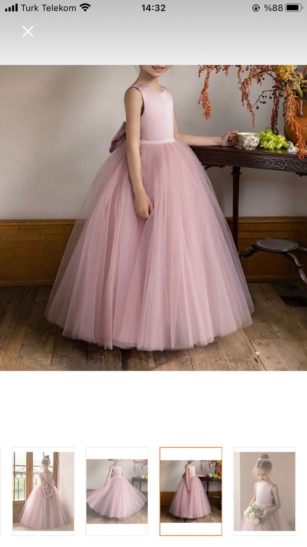 Diger Pembe Dantel Detaylı Klasik Kız Çocuk Elbisesi - Görsel 2