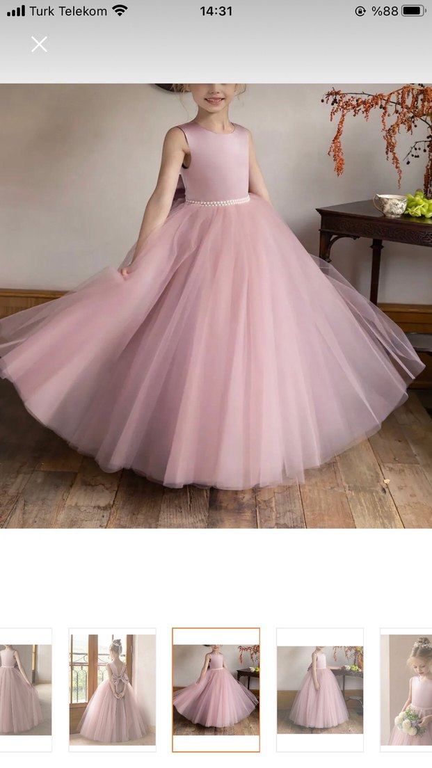 Diger Pembe Dantel Detaylı Klasik Kız Çocuk Elbisesi - Görsel 3