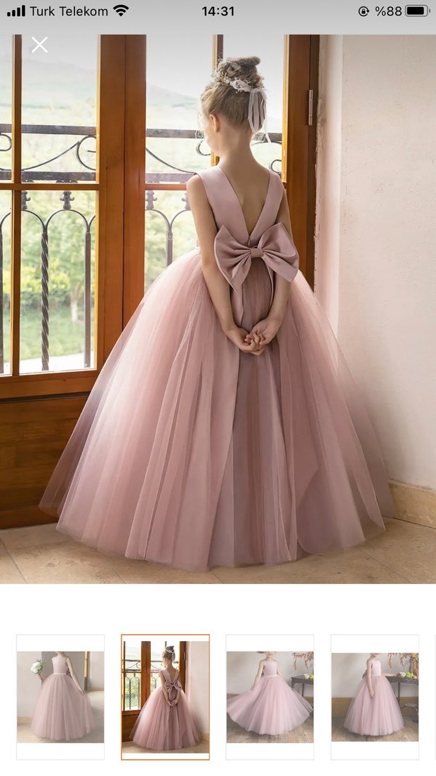 Diger Pembe Dantel Detaylı Klasik Kız Çocuk Elbisesi - Görsel 4