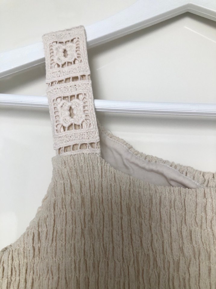 Kız Çocuk Bej Keten Salaş Elbise - Görsel 2