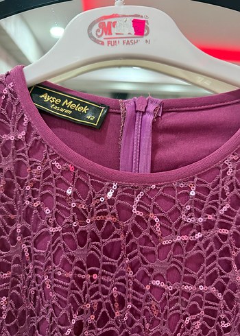 Dantel Detaylı Uzun Mor Abiye Elbise - Görsel 5