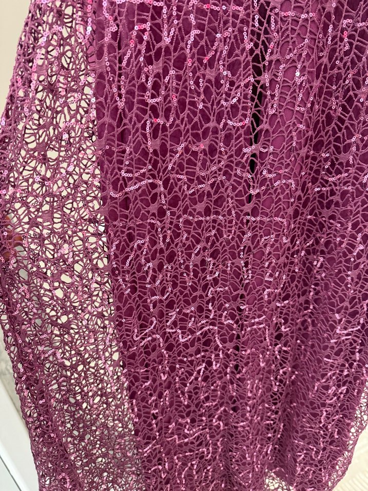 Dantel Detaylı Uzun Mor Abiye Elbise - Görsel 3