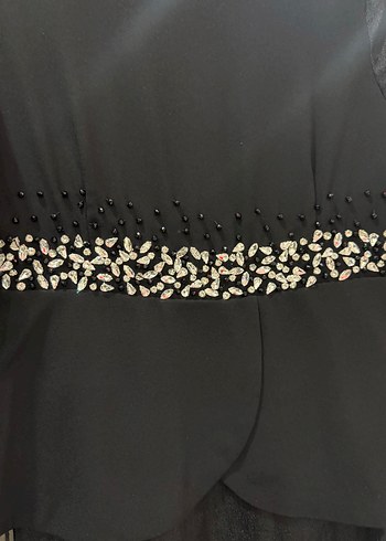 Siyah Uzun Kollu Gotik Uzun Abiye Elbise - Görsel 5