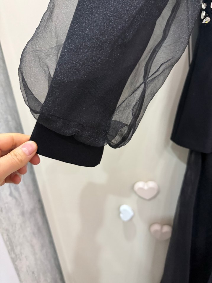 Siyah Uzun Kollu Gotik Uzun Abiye Elbise - Görsel 4