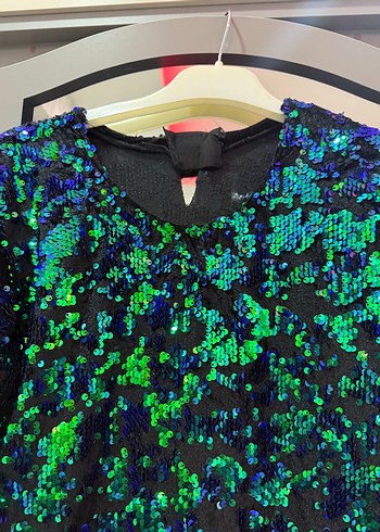 Payetli Çok Renkli Uzun Kadın Elbise - Görsel 3