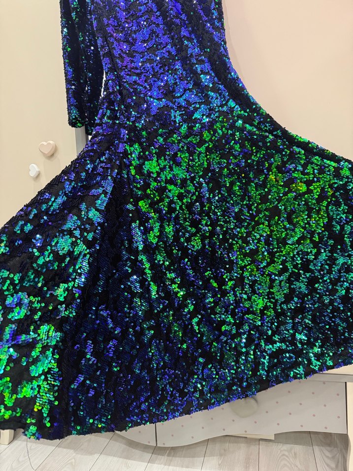 Payetli Çok Renkli Uzun Kadın Elbise - Görsel 5