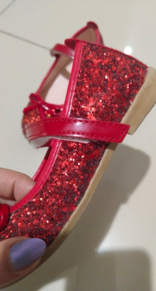 Kız Çocuk Kırmızı Simli Babet Ayakkabı - Görsel 5