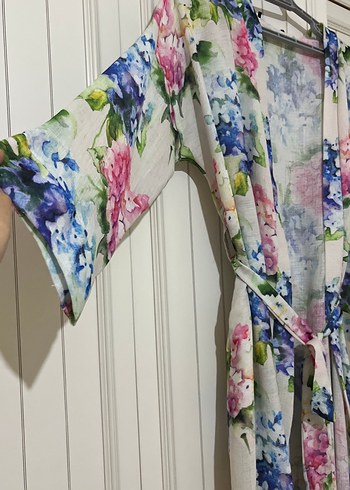 s Beden Çiçek Desenli Uzun Bohem Kadın Kimono