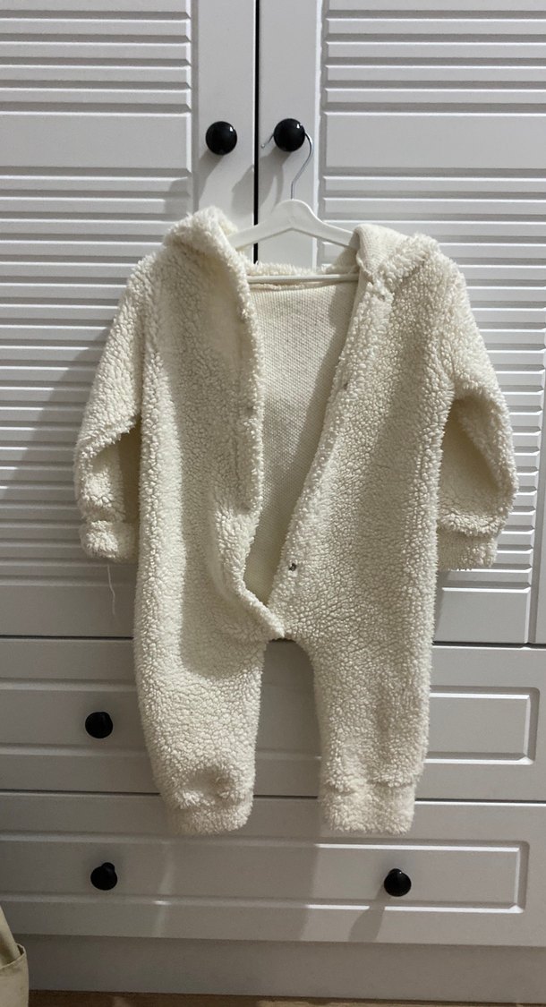 Kız Bebek Beyaz Peluş Tulum - Görsel 3