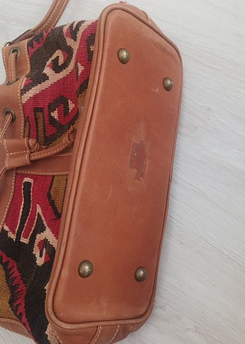Kahverengi Deri Etnik Desenli Bohem Çanta - Görsel 3