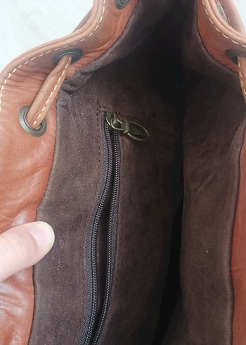 Kahverengi Deri Etnik Desenli Bohem Çanta - Görsel 4