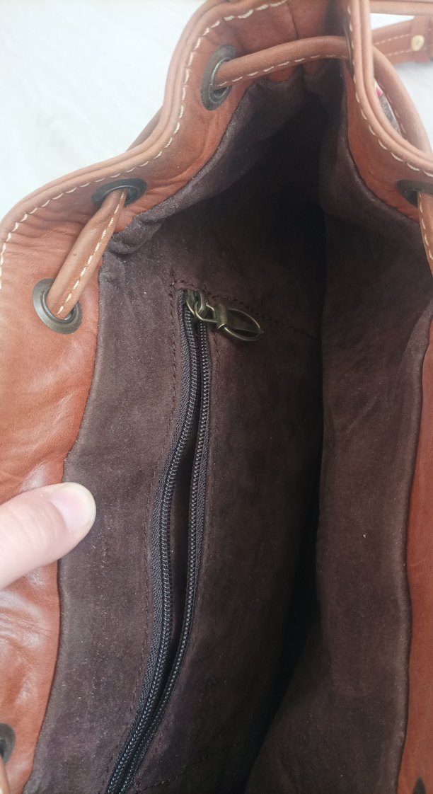 Kahverengi Deri Etnik Desenli Bohem Çanta - Görsel 4