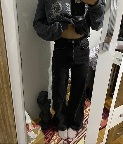 32 Beden siyah Renk Stradivarius wide leg