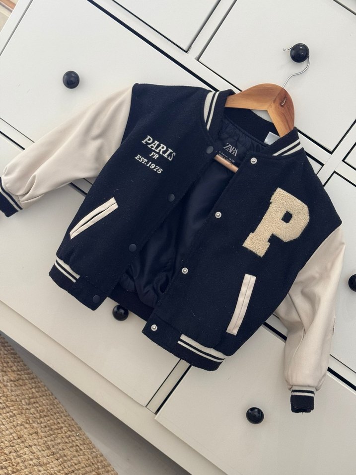 Beyaz Siyah Erkek Çocuk Puff Mont - Görsel 3