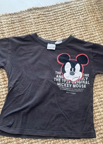 Gri Pamuklu Mickey Mouse Baskılı Erkek Tişört - Görsel 3