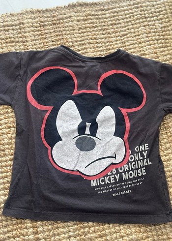 Gri Pamuklu Mickey Mouse Baskılı Erkek Tişört