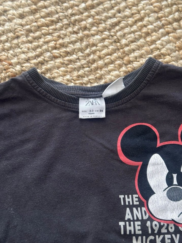 Gri Pamuklu Mickey Mouse Baskılı Erkek Tişört - Görsel 2