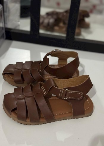 Kahverengi Erkek Çocuk Deri Tokalı Sandalet - Görsel 3