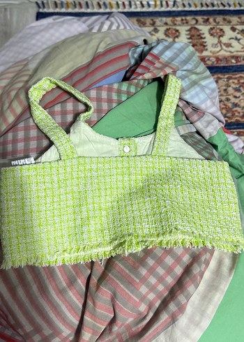 Düğmeli Yeşil Kız Crop Top - Görsel 2