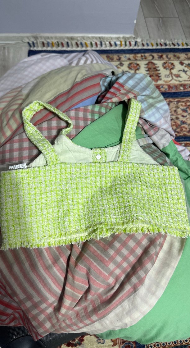 Düğmeli Yeşil Kız Crop Top - Görsel 2