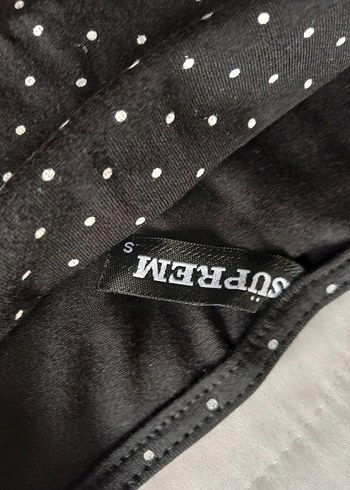 Kadın Siyah Puantiyeli İnce Askılı Crop Top - Görsel 2