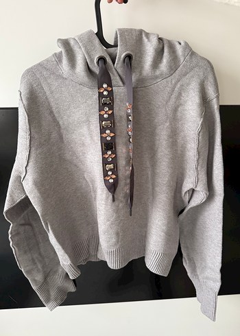 Crop Gri Kadın Sweatshirt