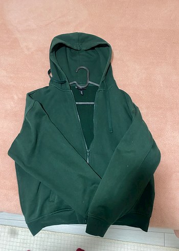 Koyu Yeşil Fermuarlı Kadın Sweatshirt