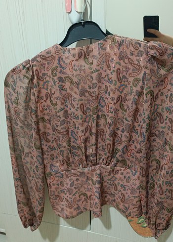 Desenli Bohem V Yakalı Bluz - Görsel 4