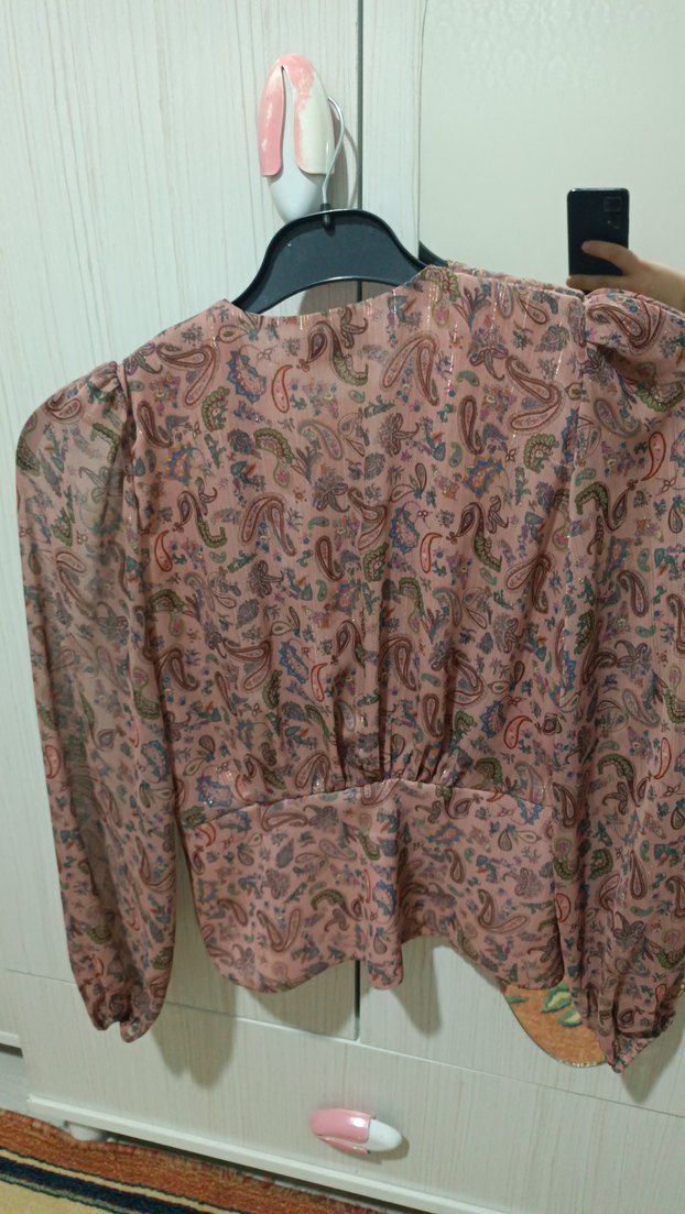 Desenli Bohem V Yakalı Bluz - Görsel 4