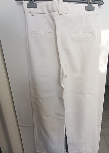 Massimo Dutti Beyaz Kadın Keten Kumaş Pantolon