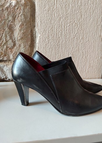 39 Beden siyah Renk Siyah Deri Stiletto Topuklu Ofis Botu