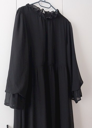 siyah şifon elbise - Görsel 2