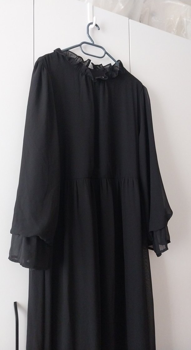 siyah şifon elbise - Görsel 2