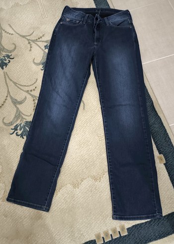 Kadın Lacivert Baskılı Normal Boy Kot Pantolon