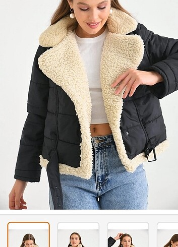 Kürklü biker şişme mont 