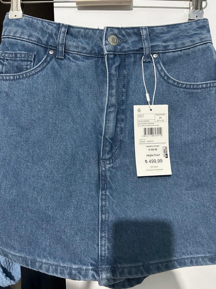 Sokak Stili Mavi Denim Midi Etek - Görsel 3