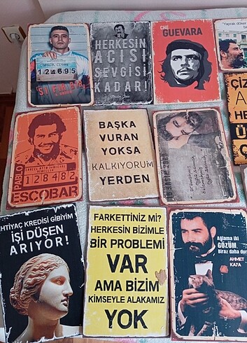 Beden 35 parça ahşap yazılı tablo