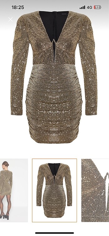 Trendyolmilla pul payet gold gece elbisesi