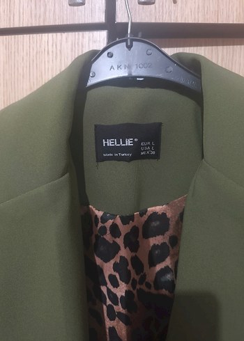 yağ yeşili leopar desenli ceket - Görsel 3