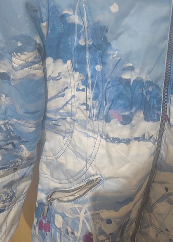 Mavi Kürklü Kadın Kışlık Kar montu - Görsel 2