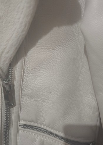 Kadın krem biker mont - Görsel 2